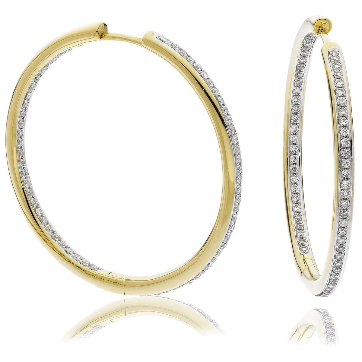 DIAMOND GRAIN SETTING HOOPS IN 18K YELLOW GOLD