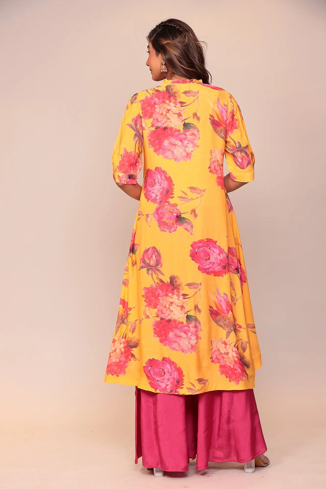 Digital Print Georgette Kurta with Pearl, Sequins work.