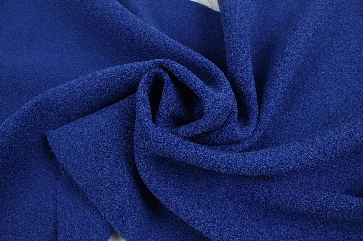 Double Crepe of Polyester and Acetate - Medium-weight - Blue