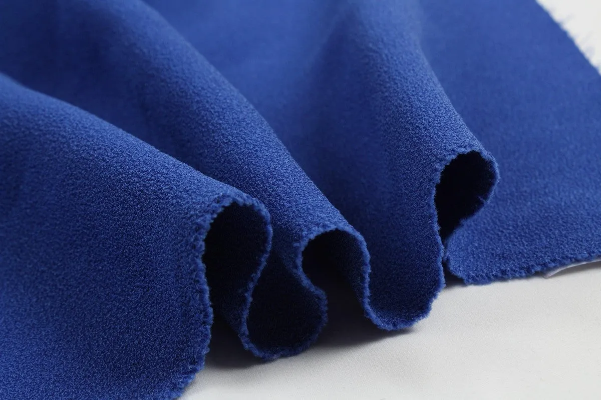 Double Crepe of Polyester and Acetate - Medium-weight - Blue