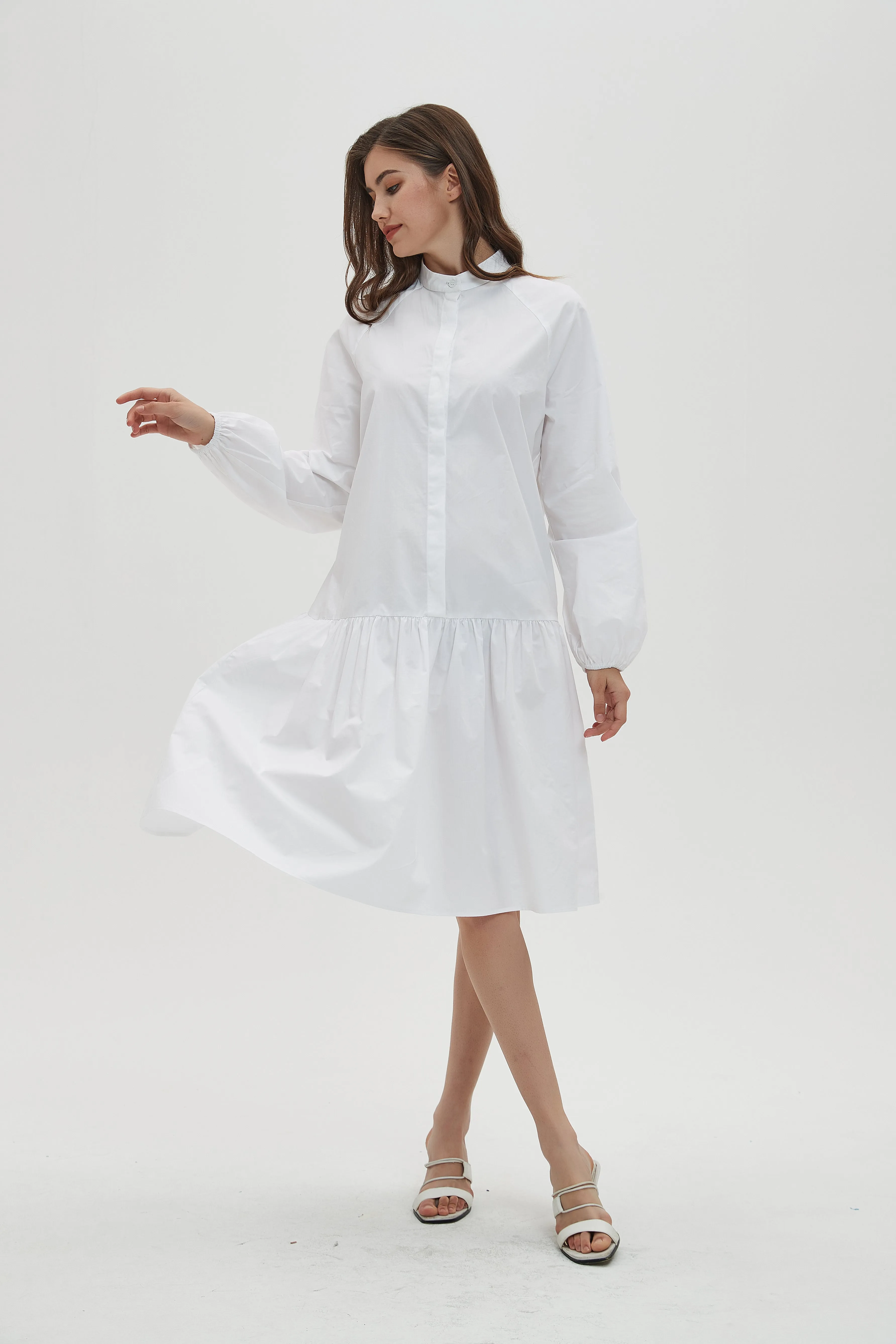 DROP WAIST WHITE SHIRT DRESS byMM