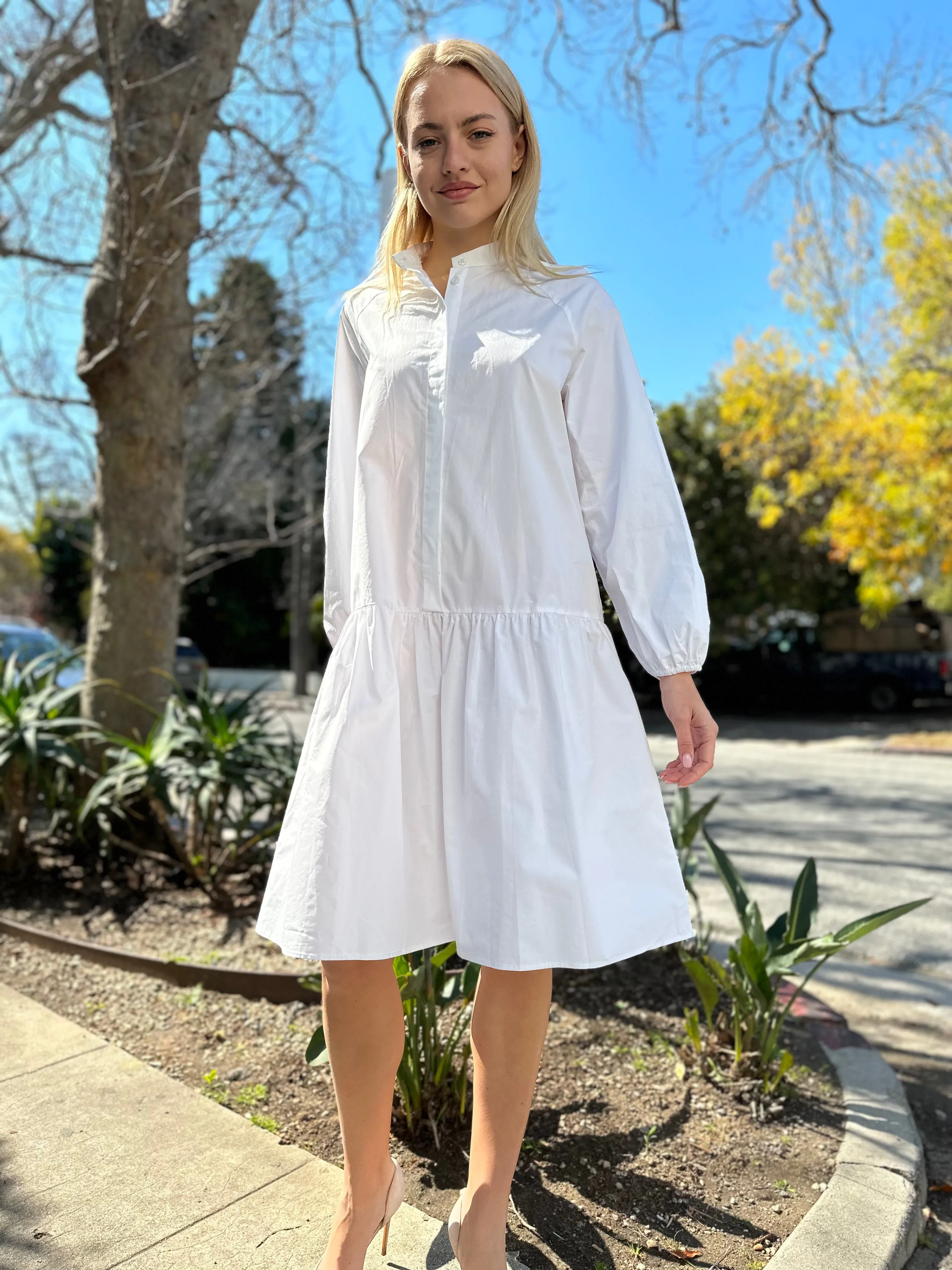 DROP WAIST WHITE SHIRT DRESS byMM