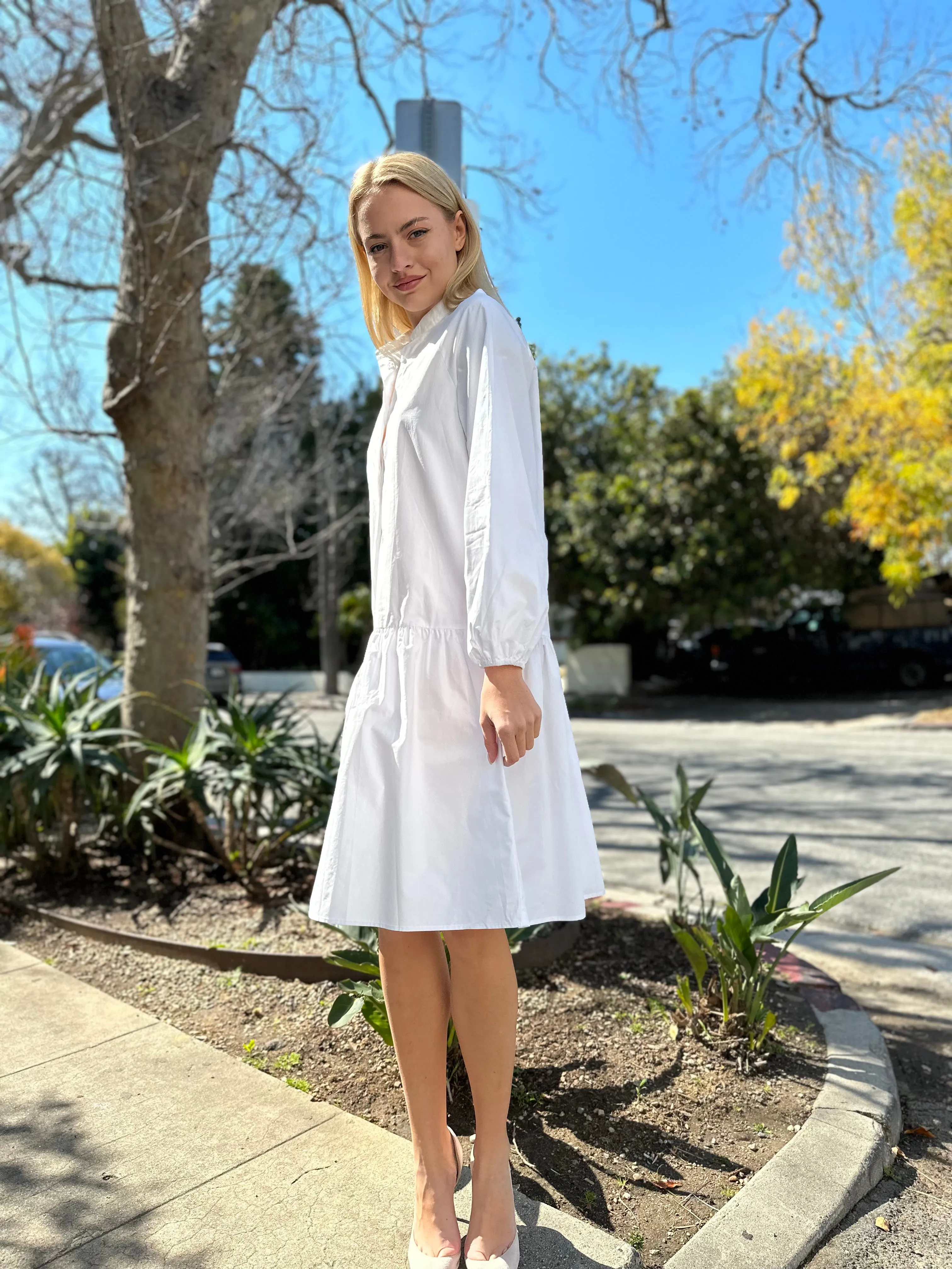 DROP WAIST WHITE SHIRT DRESS byMM