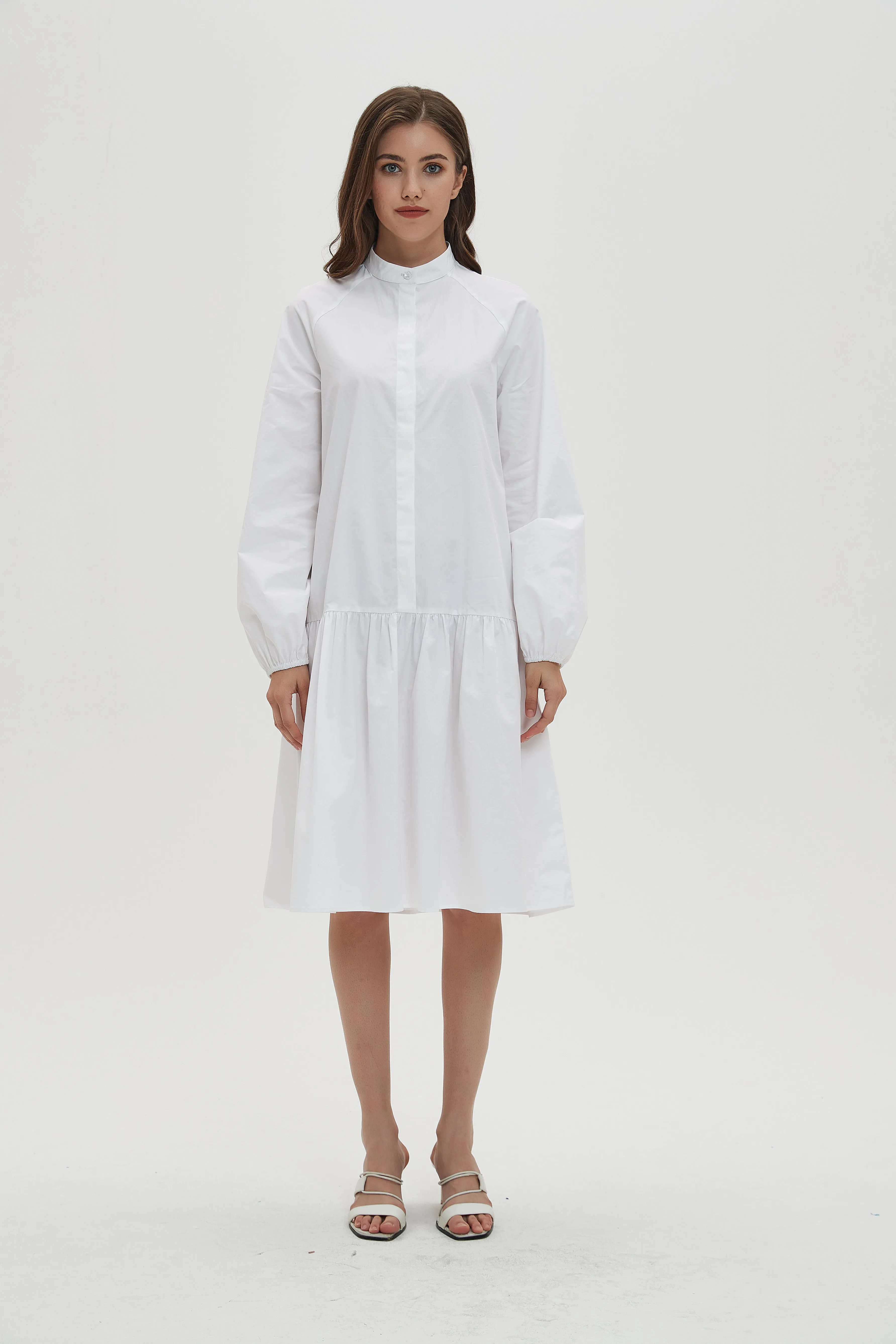 DROP WAIST WHITE SHIRT DRESS byMM