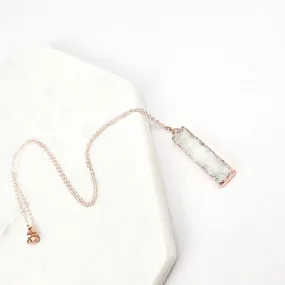 Druzy Quartz Bar Rose Gold Necklace