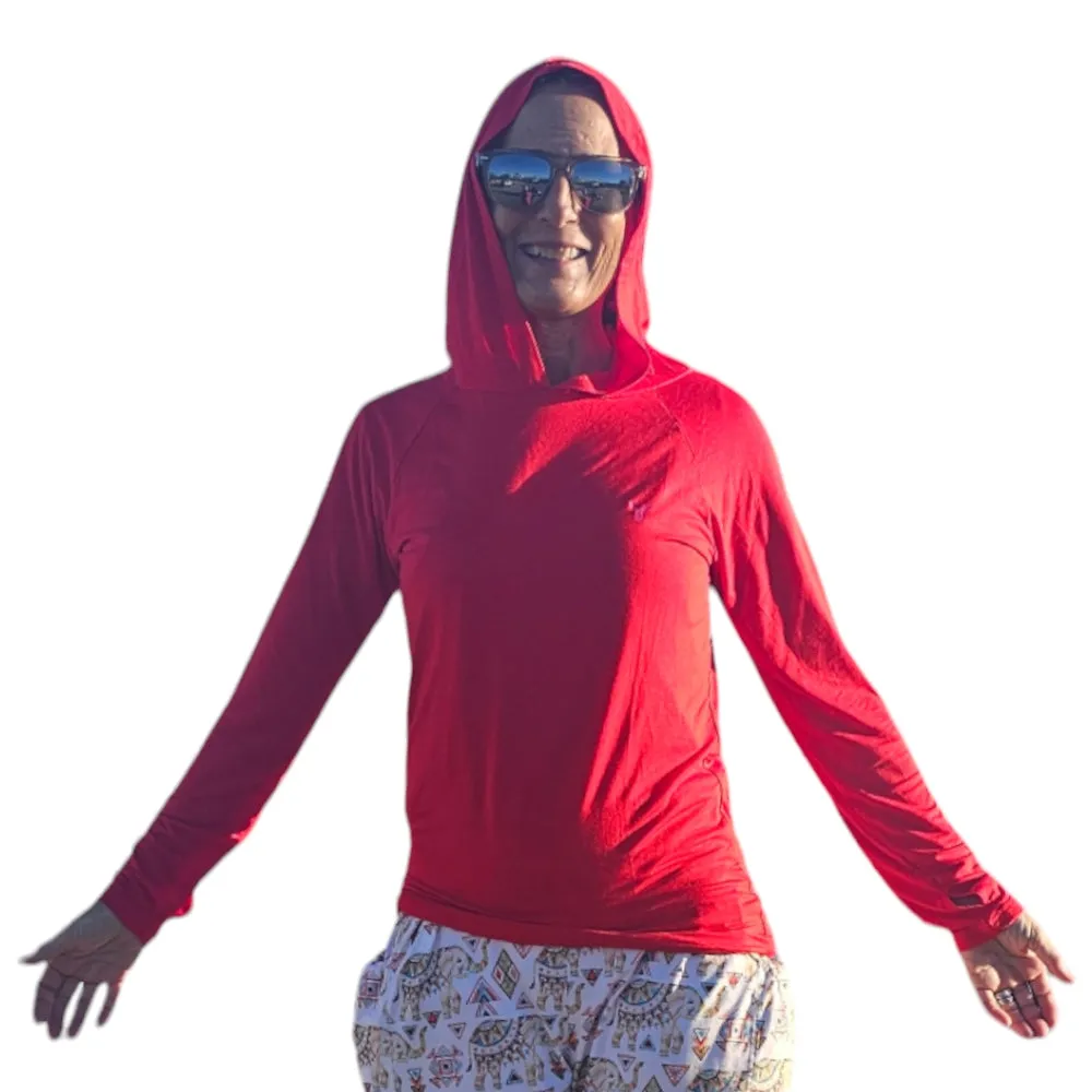 Eco Friendly Red Hoodie with UV 50 Protection