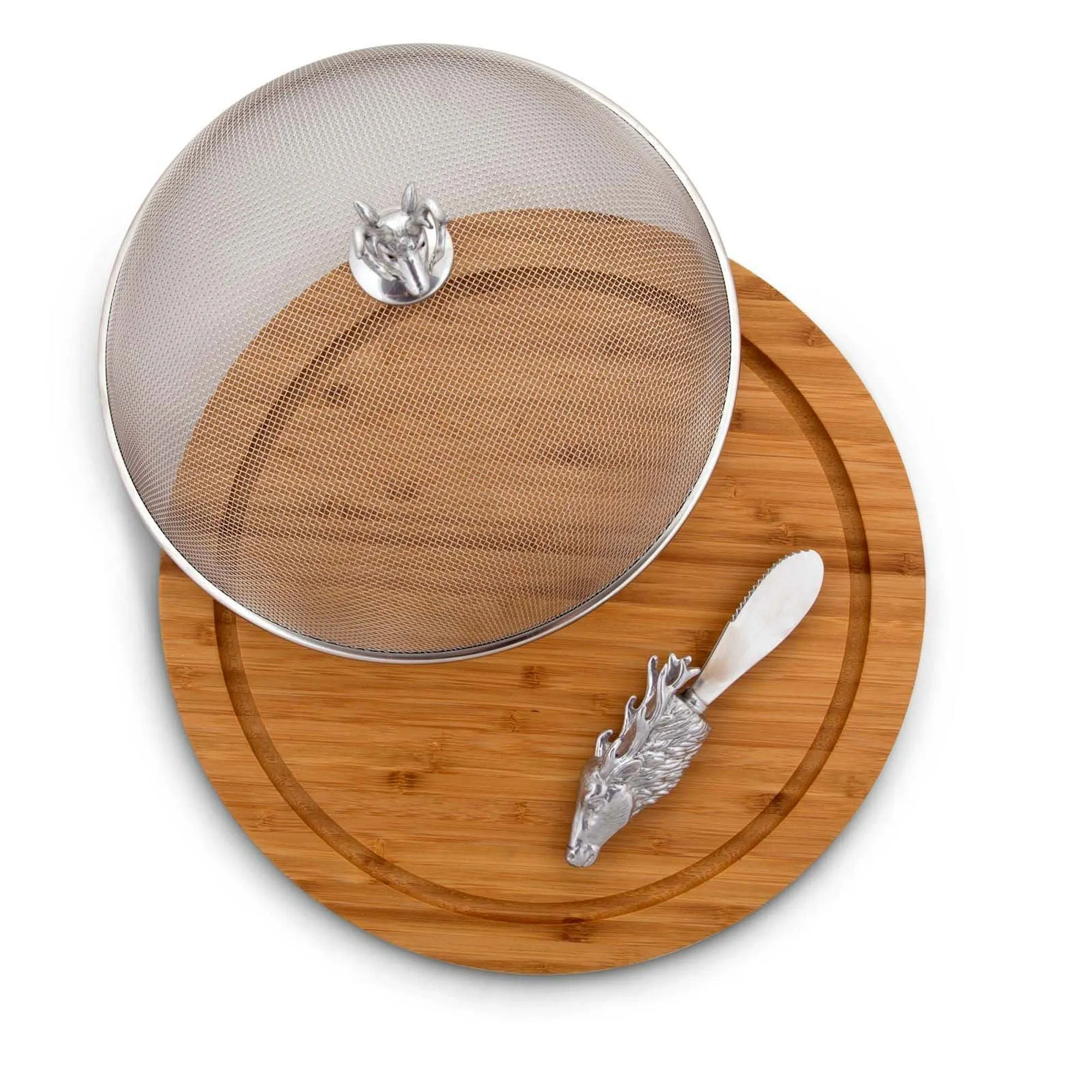 Elk Head 3 Piece Picnic Cheese Board / Spreader