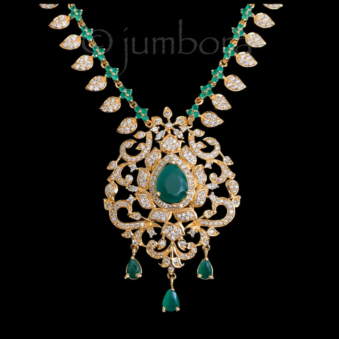 Emerald Green Mango AD Zircon (CZ) Long necklace