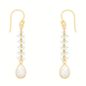 Enamel Cascade Drop Earrings - White