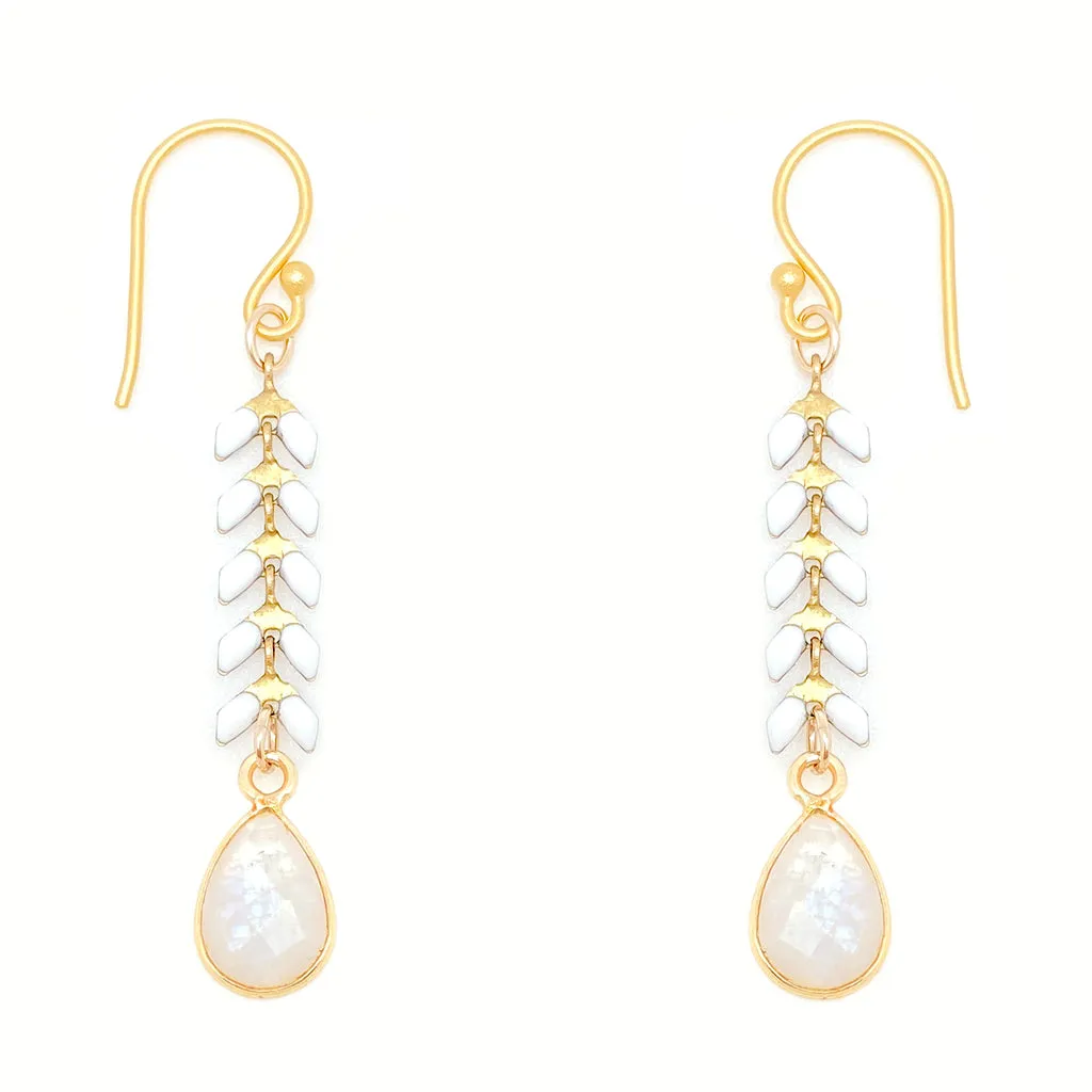 Enamel Cascade Drop Earrings - White