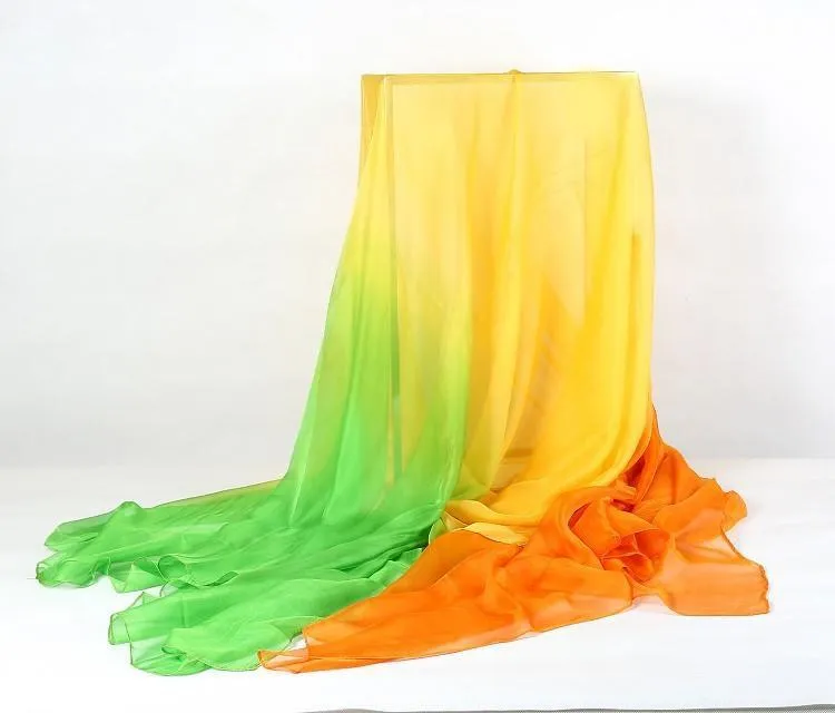 Extra Long Extra Wide Chiffon Scarf Beach Scarf Green and Yellow CHD311