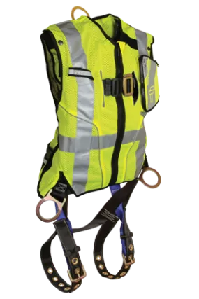 FallTech Hi-Vis Lime Class 2 Vest with 3D Standard Non-belted Full Body Harness #7018L