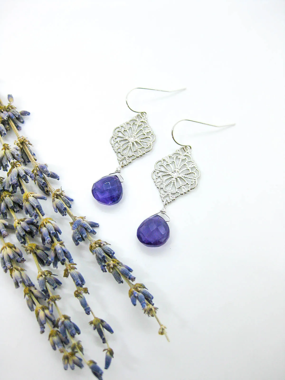 Fern: Amethyst Earrings - e623