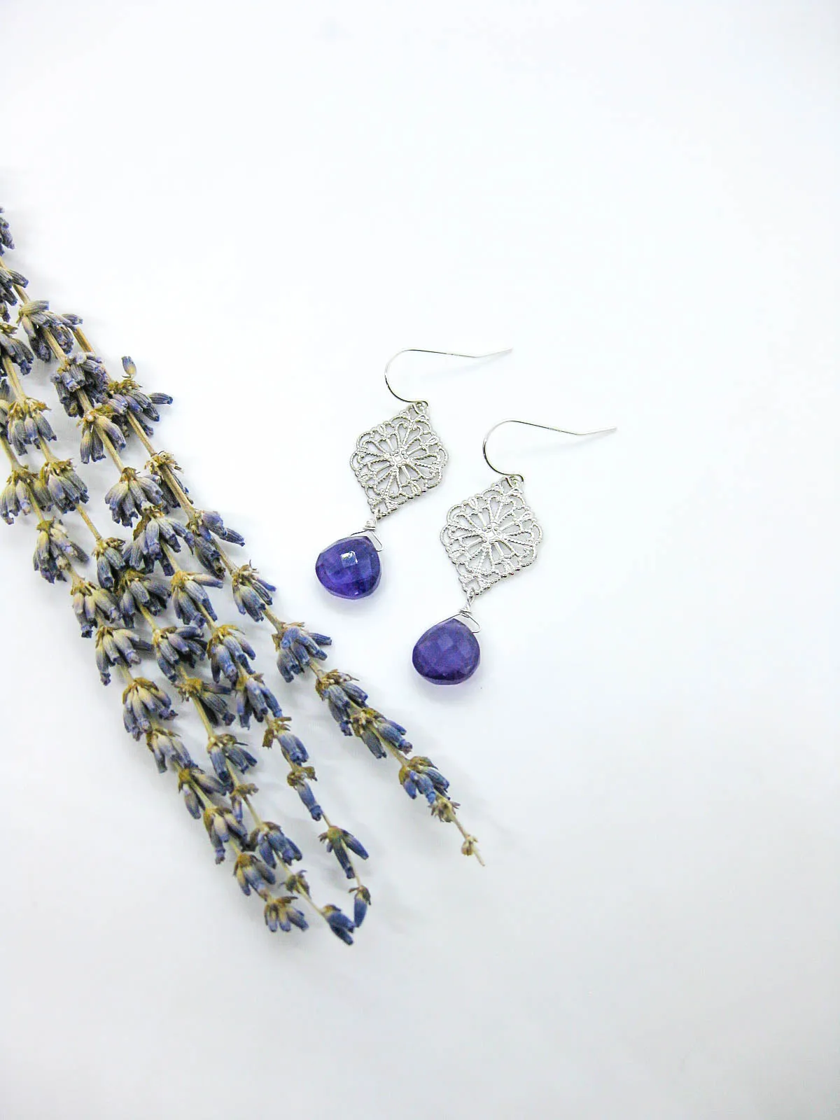 Fern: Amethyst Earrings - e623