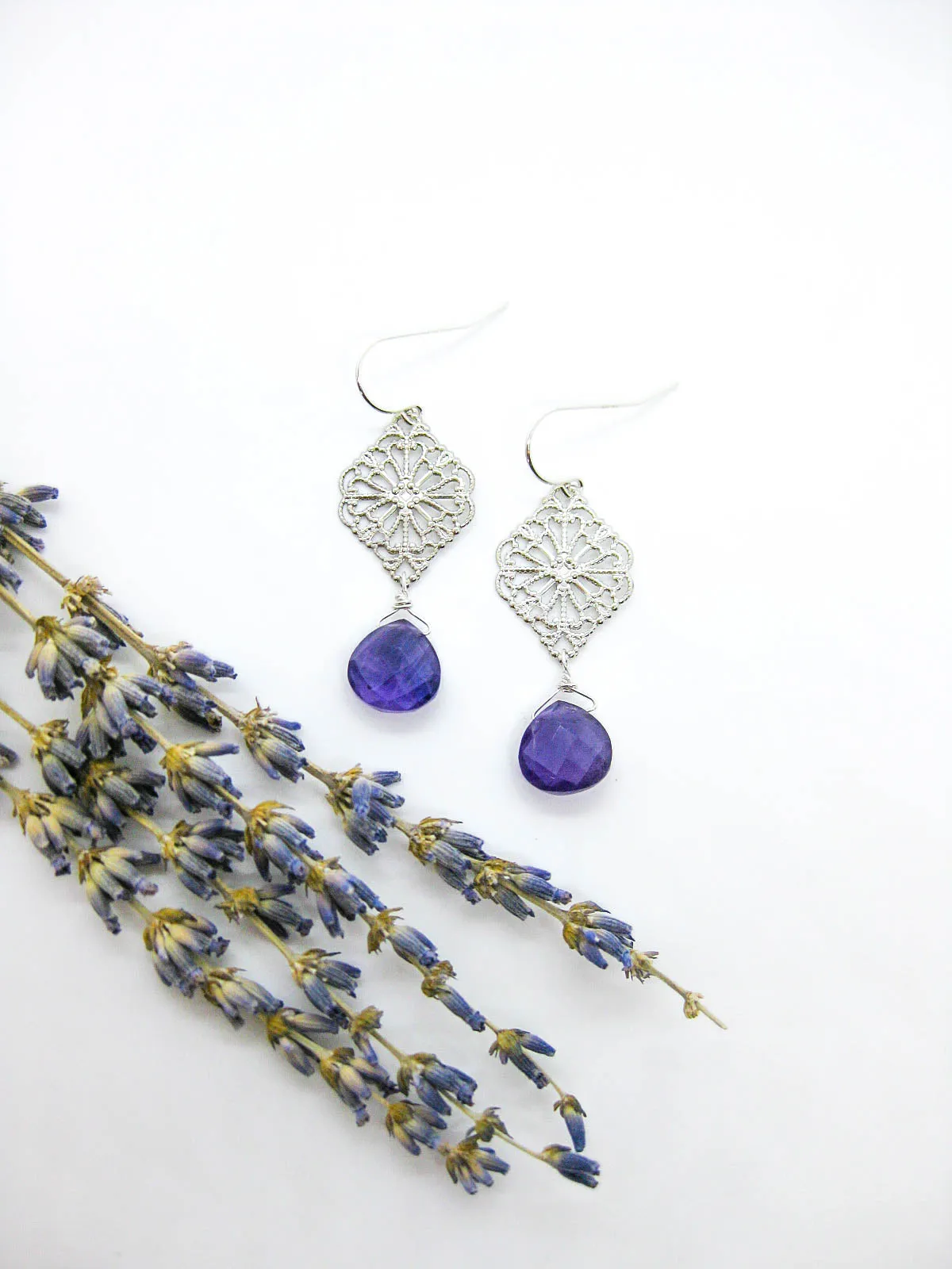 Fern: Amethyst Earrings - e623