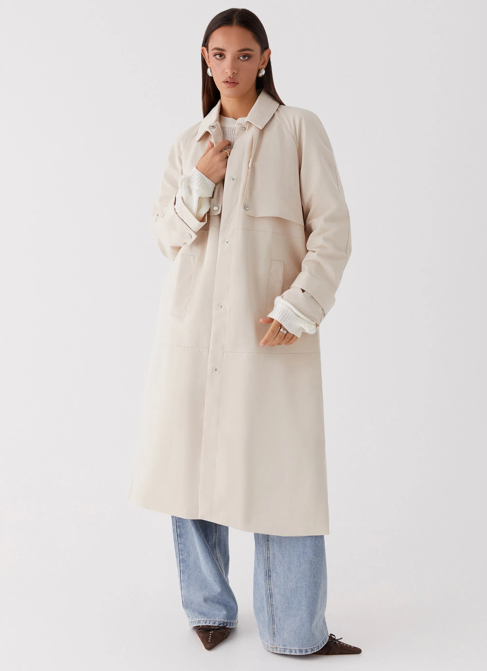 Fill The Void Oversized Trench Coat - Ivory