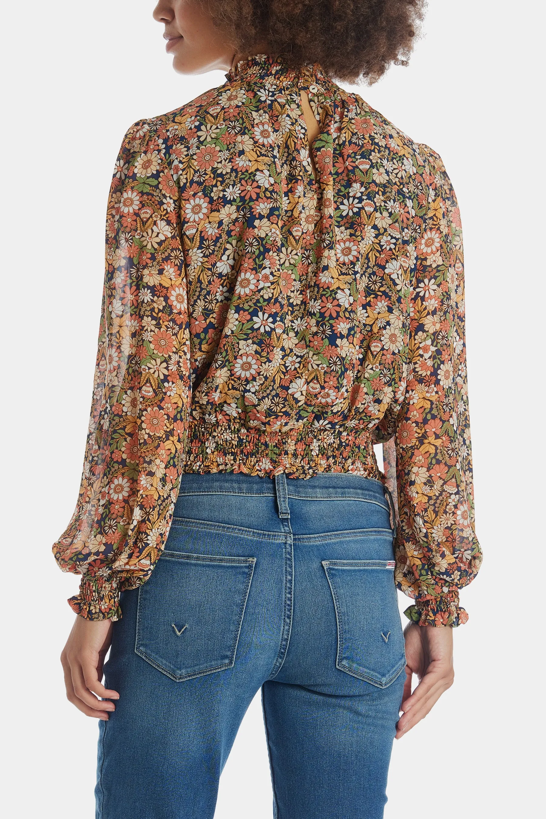 Flower Power Mock Neck Blouse