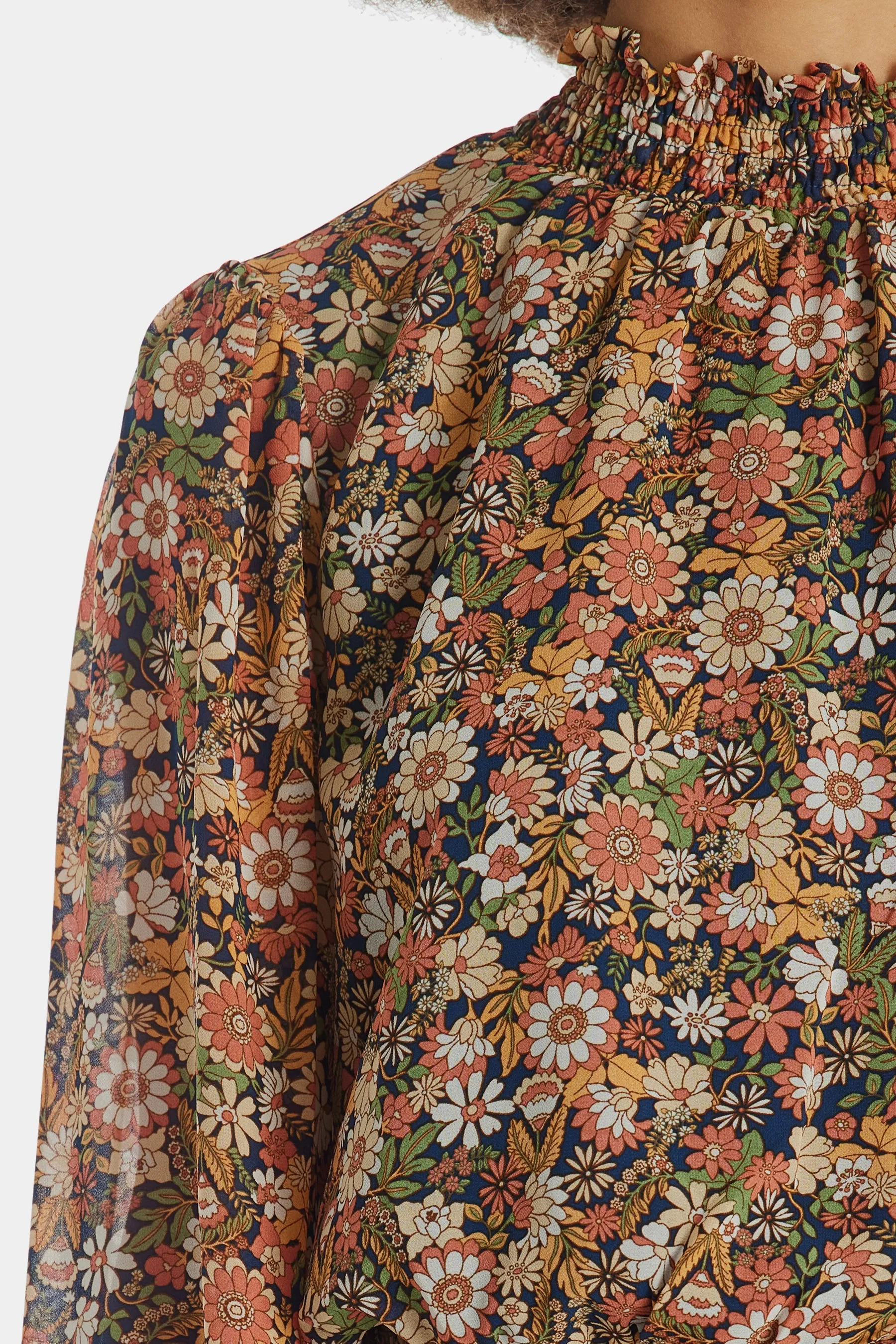 Flower Power Mock Neck Blouse