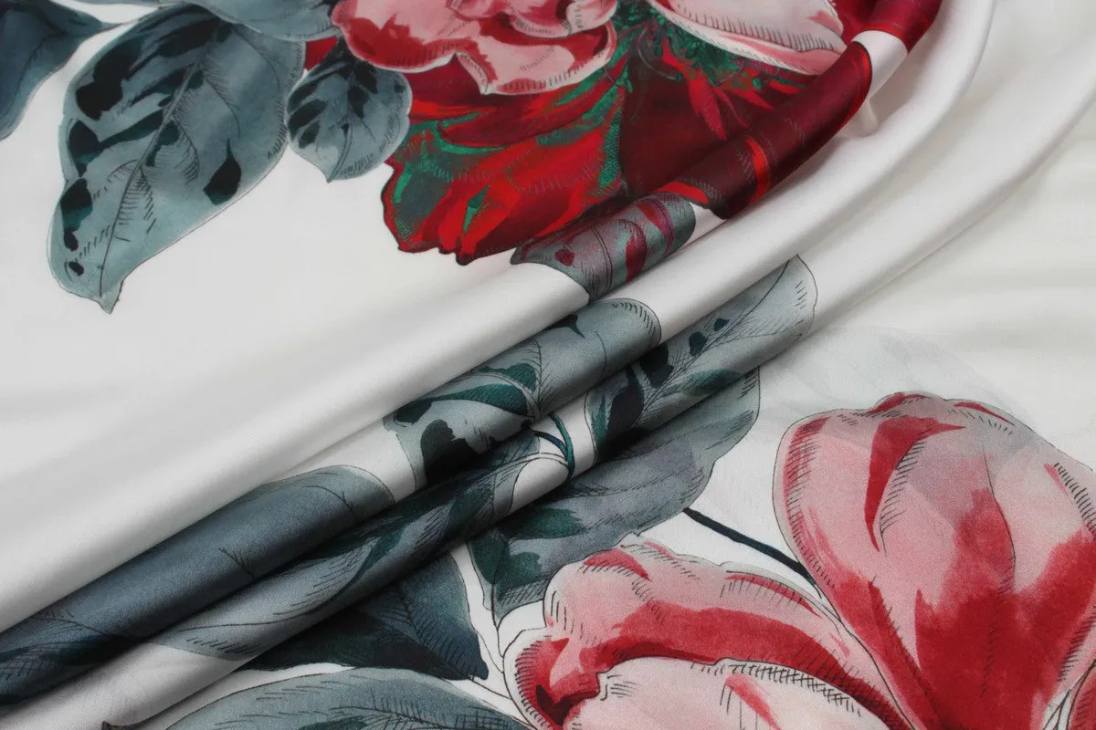 Fluid Satin - Light-Weight - Maxi Flowers Print Watercolor