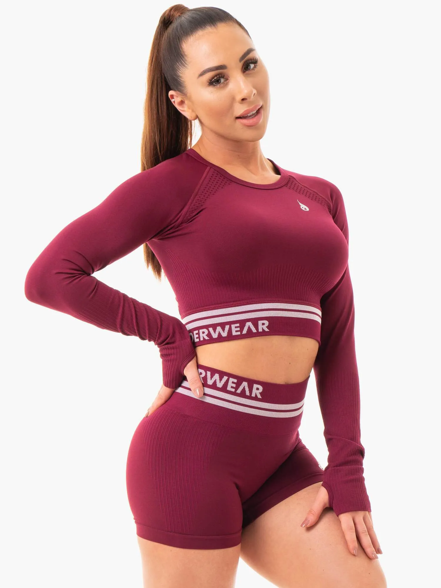 Freestyle Seamless Long Sleeve Crop - Burgundy