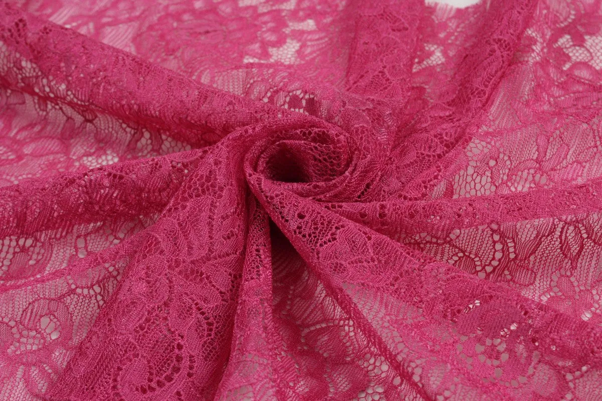 Fuchsia Polyester Lace - Floral