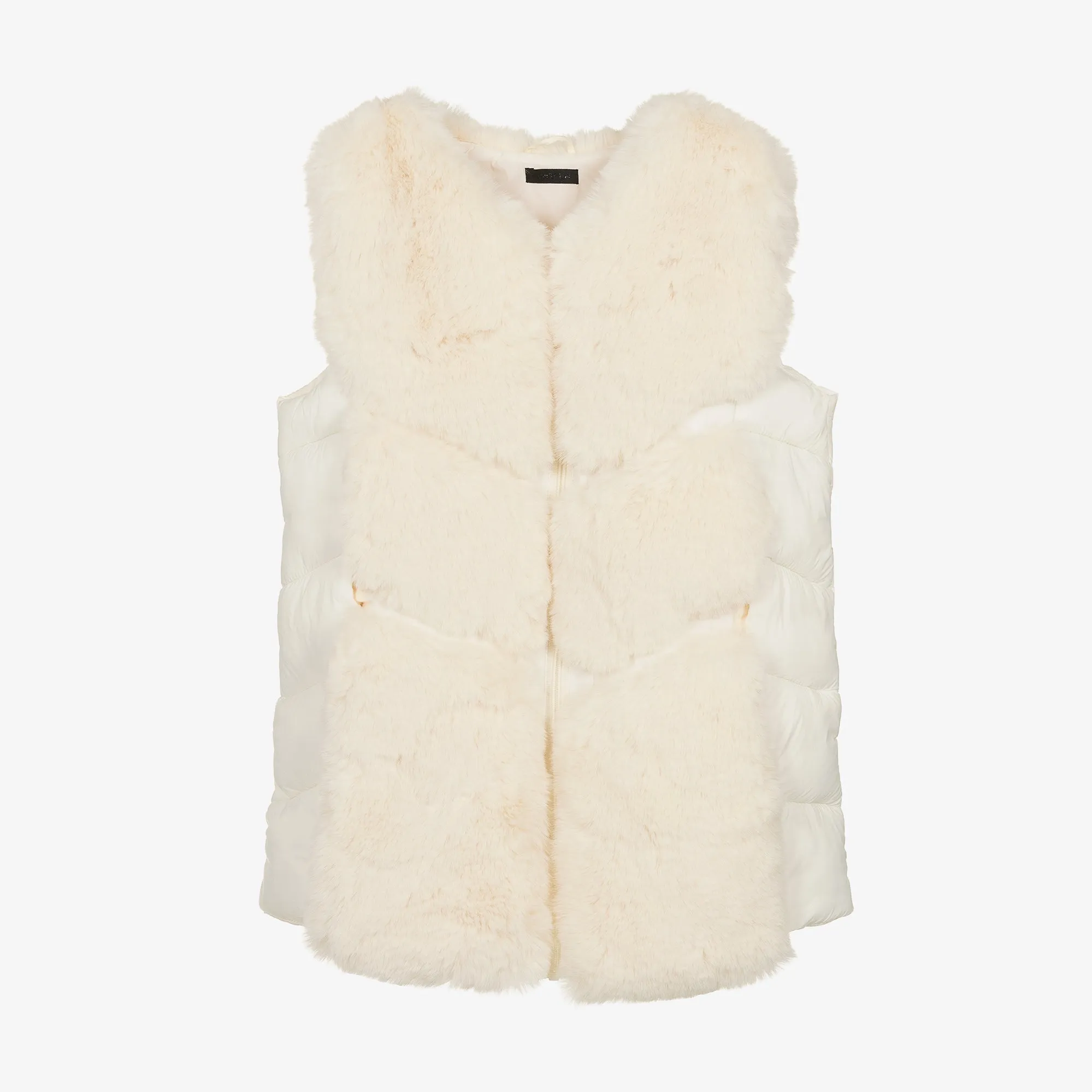 Fun & Fun Kids Girl Ivory Faux Fur Puffer Vest