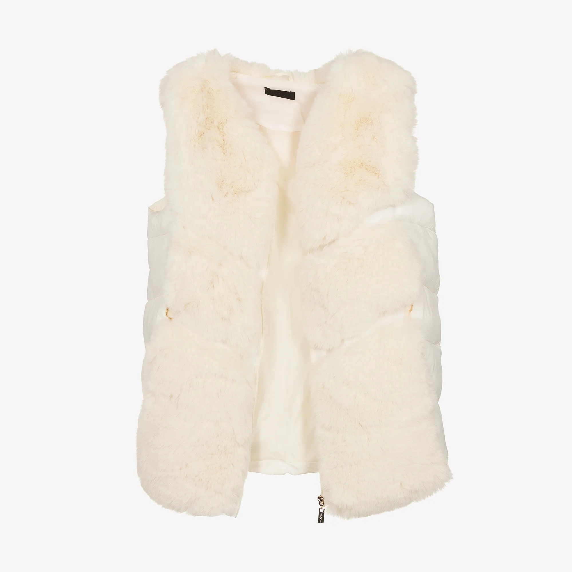 Fun & Fun Kids Girl Ivory Faux Fur Puffer Vest