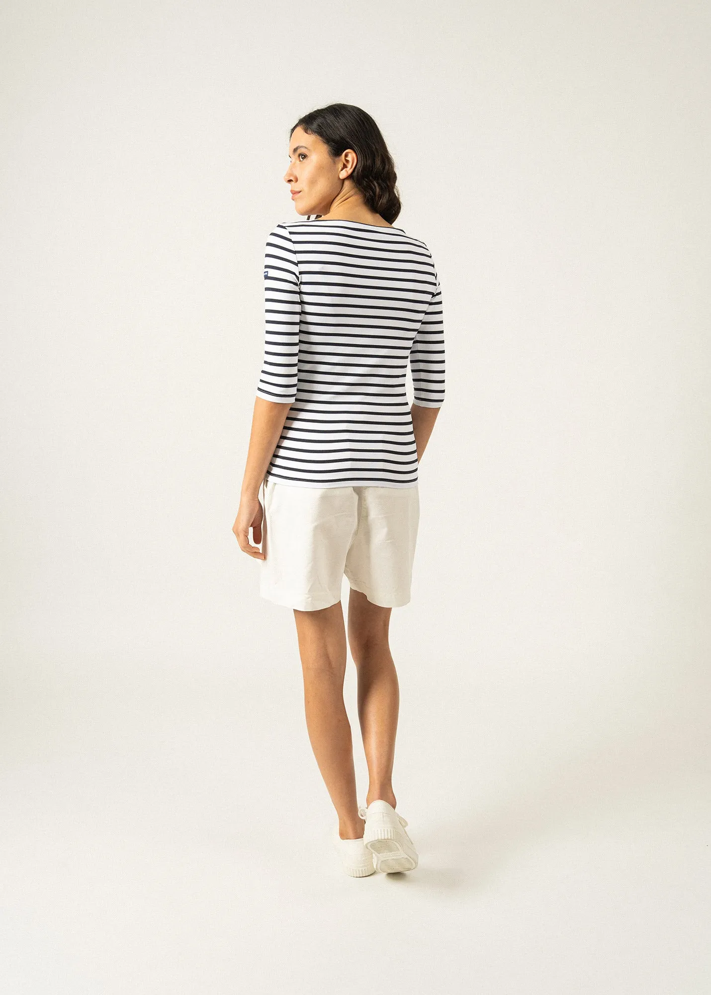 GARDE-COTE III - Nautical Striped Sport Top With UV Protection | Women Fit (WHITE / NAVY)