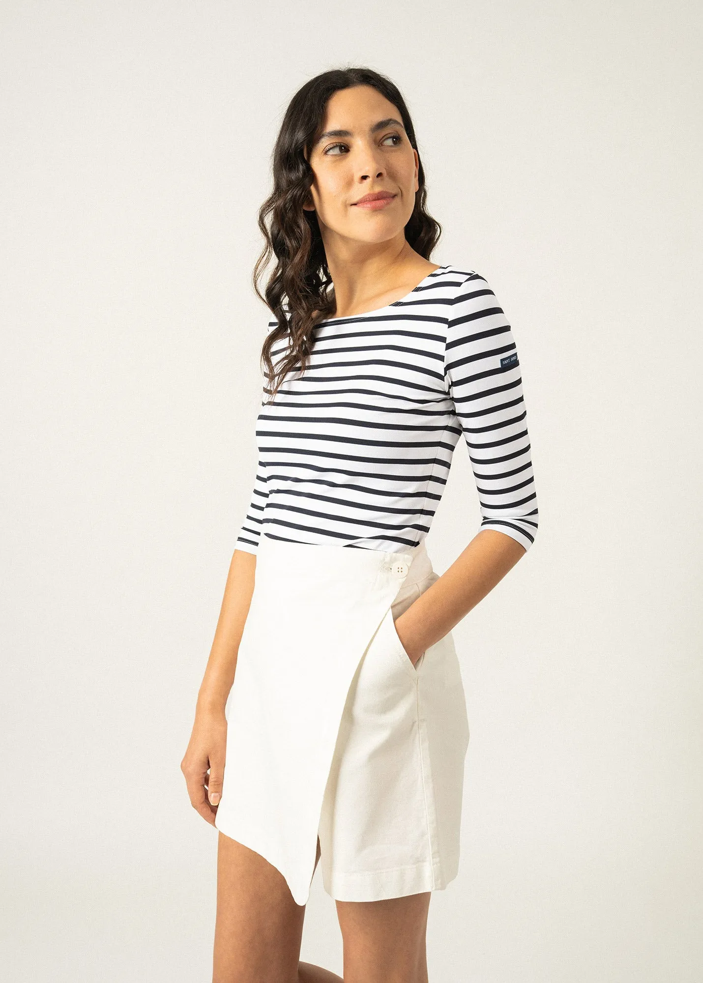 GARDE-COTE III - Nautical Striped Sport Top With UV Protection | Women Fit (WHITE / NAVY)