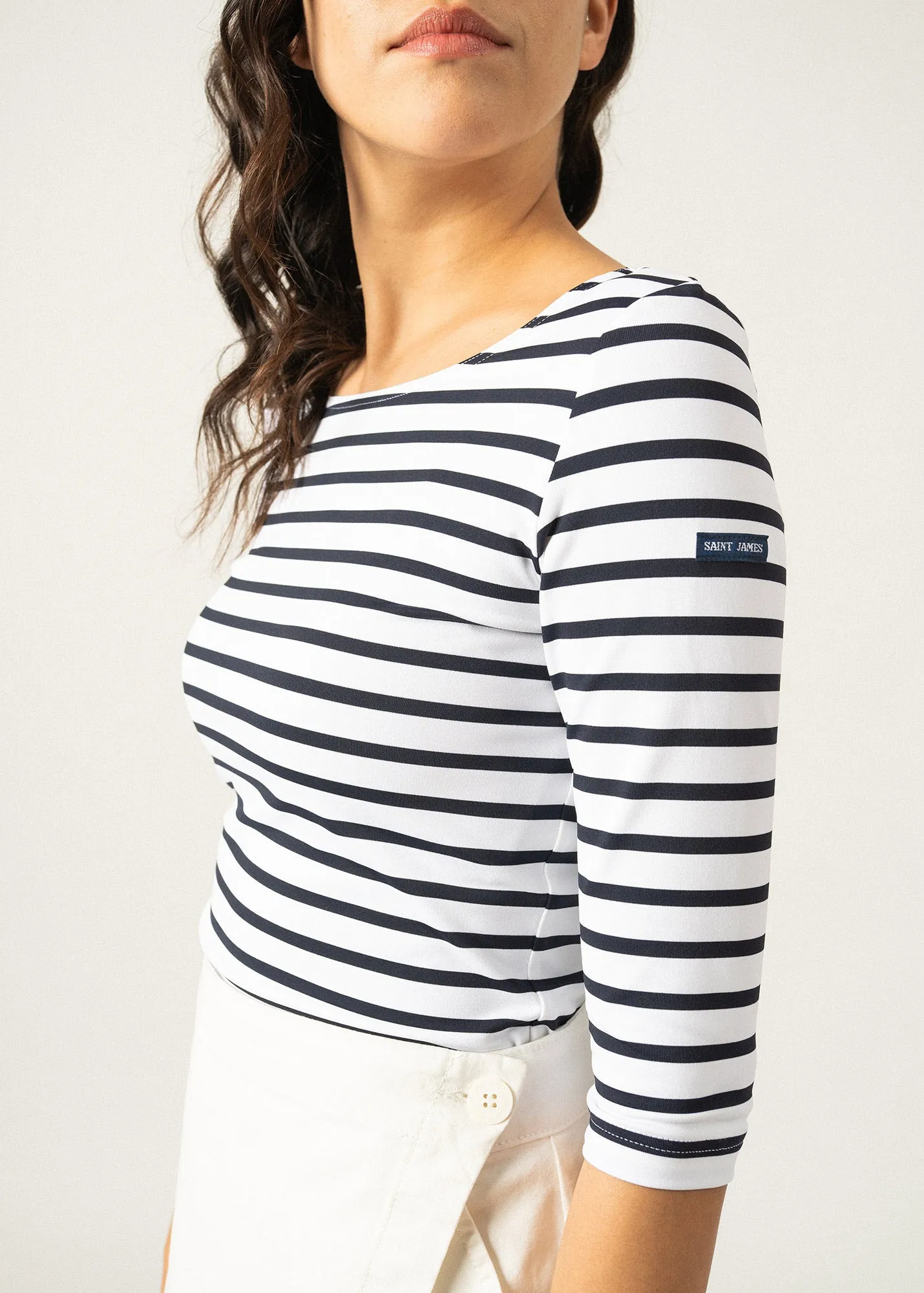 GARDE-COTE III - Nautical Striped Sport Top With UV Protection | Women Fit (WHITE / NAVY)