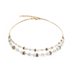 GeoCUBE® Iconic Layer necklace gold-white