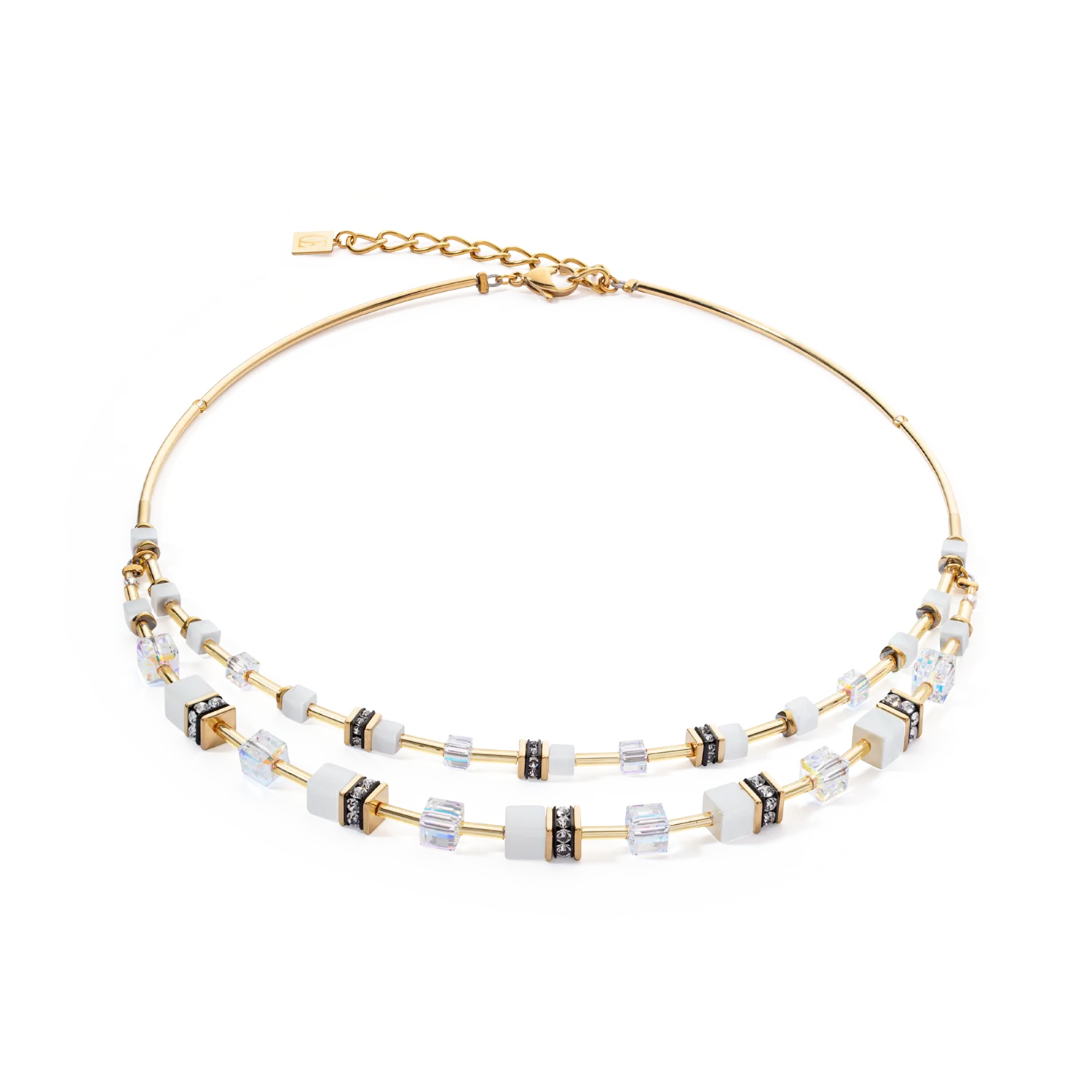 GeoCUBE® Iconic Layer necklace gold-white