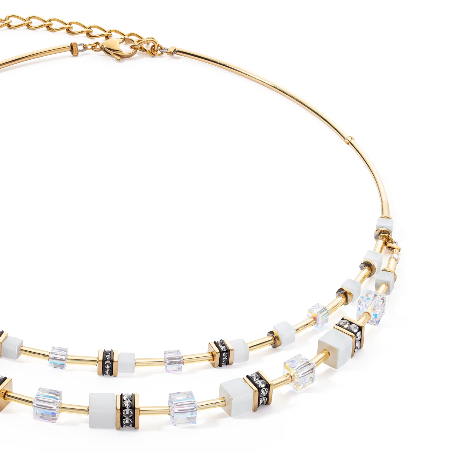 GeoCUBE® Iconic Layer necklace gold-white