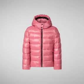 Girls' animal free puffer jacket Evadine in bloom pink