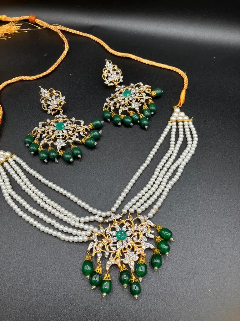 GREEN ROYAL STYLE EARRINGS & CHOKER FOR ROYAL PEOPLE