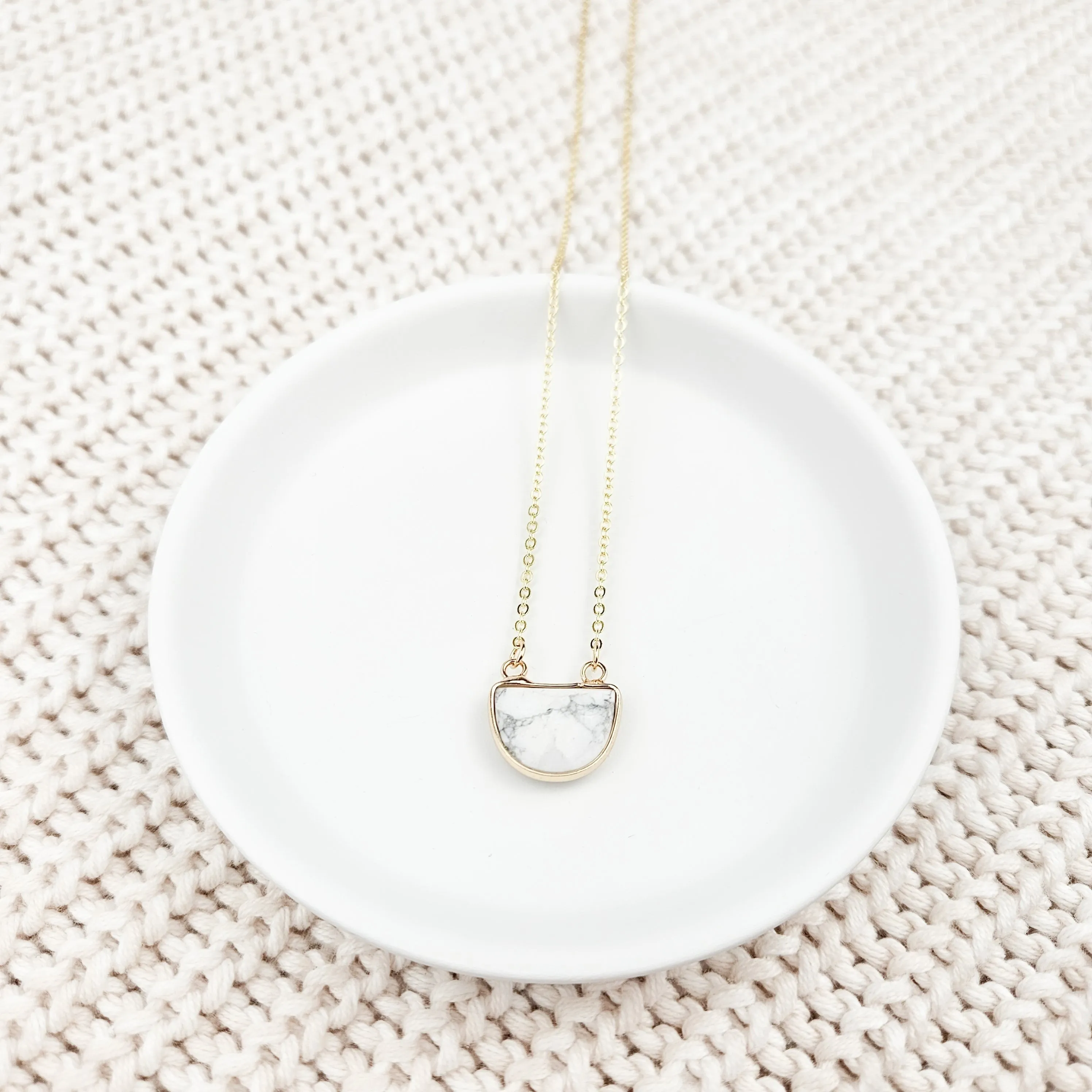 Half Moon Howlite Crystal Necklace