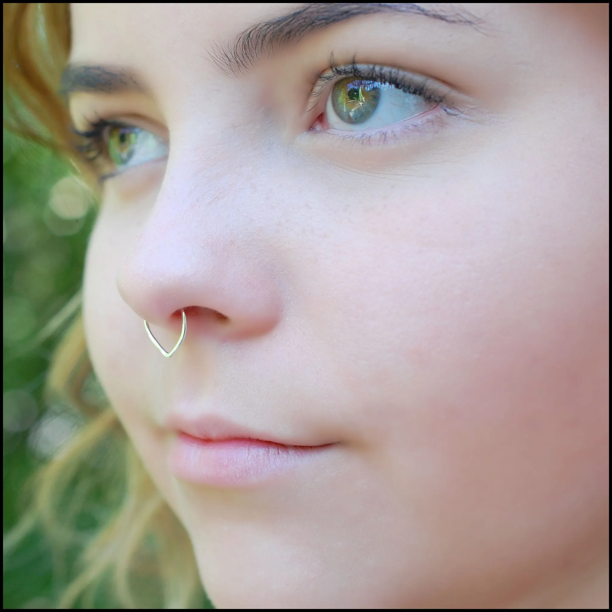 Hammered V Silver Septum or Nose Ring