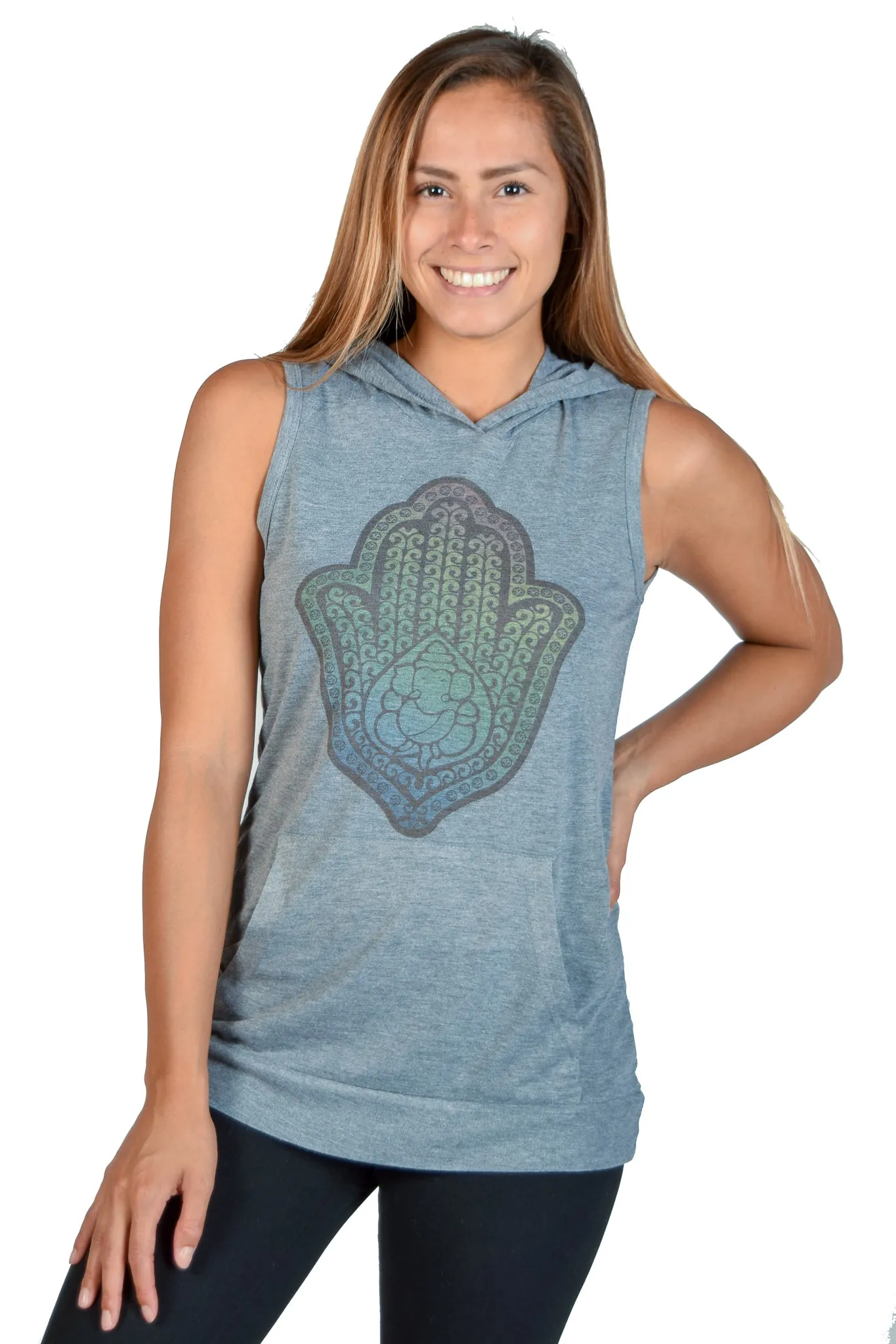 Hamsa Hand Sleeveless Hoodie Tank