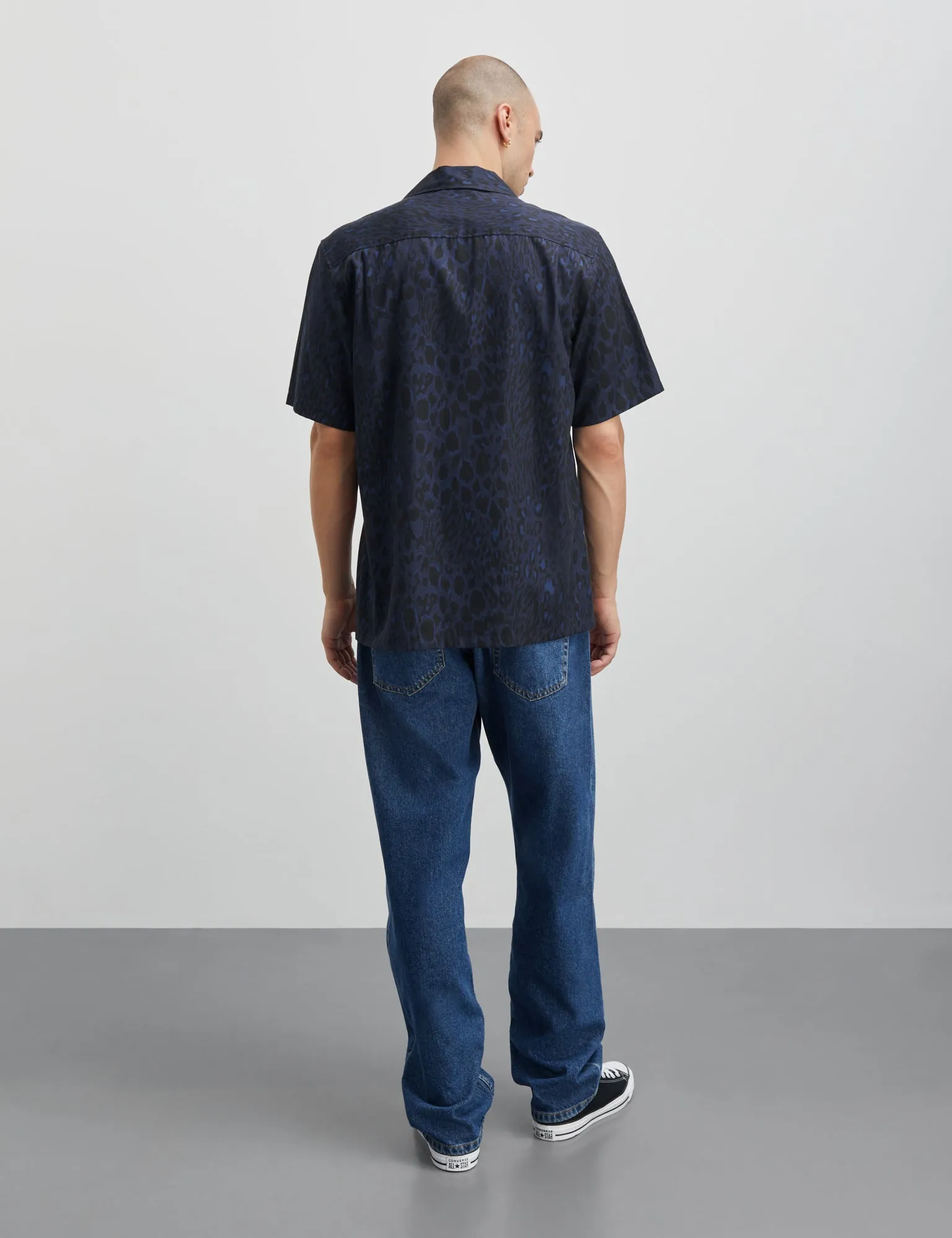 Havana Twill Kenji AOP Shirt SS, Sargasso Sea/Black AOP