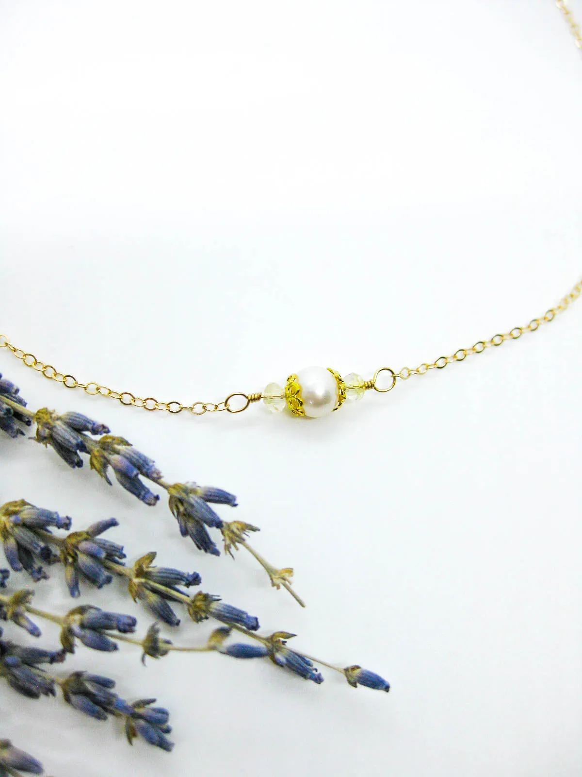 Heather: Citrine Pearl Choker - n593