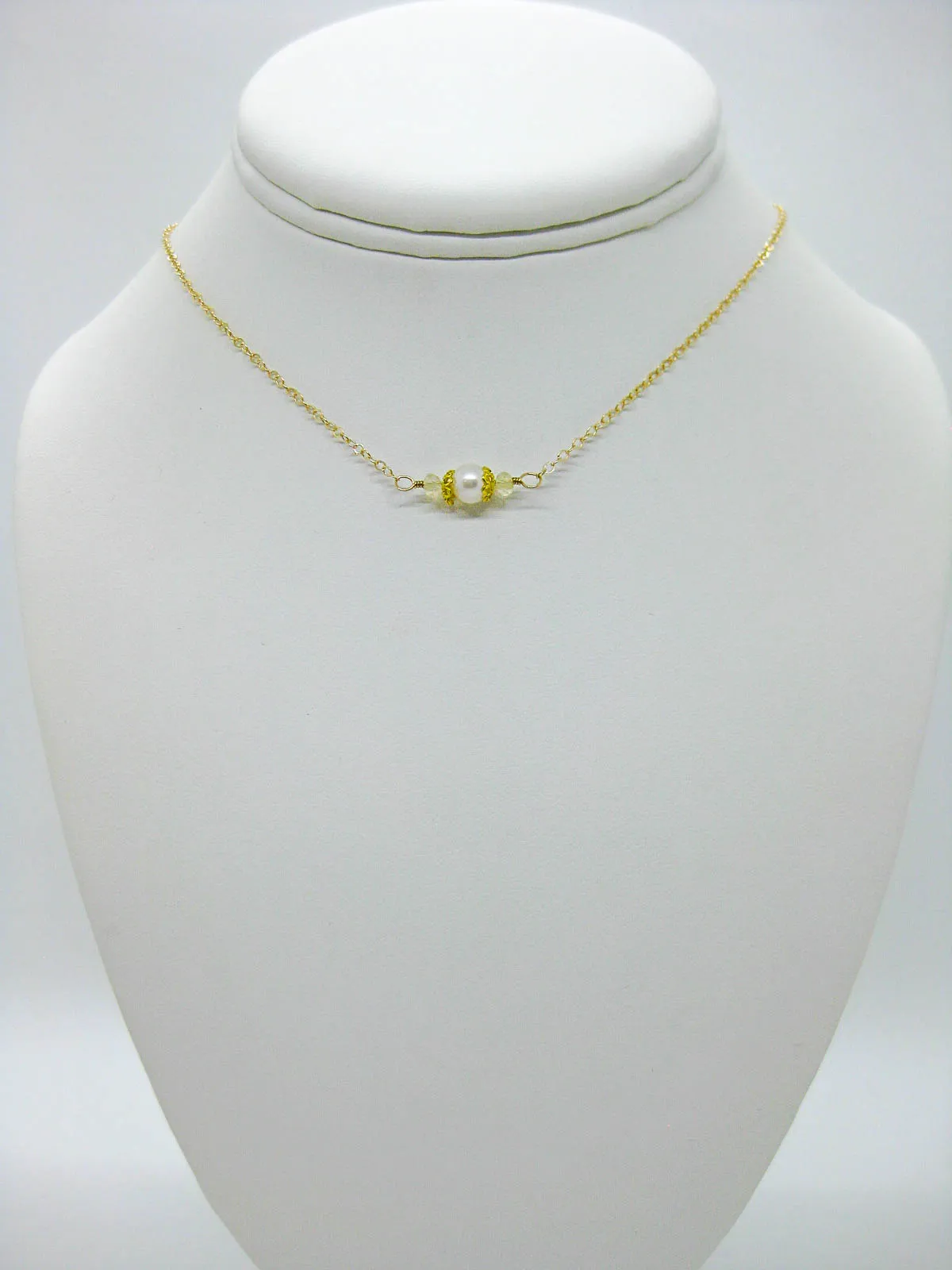 Heather: Citrine Pearl Choker - n593