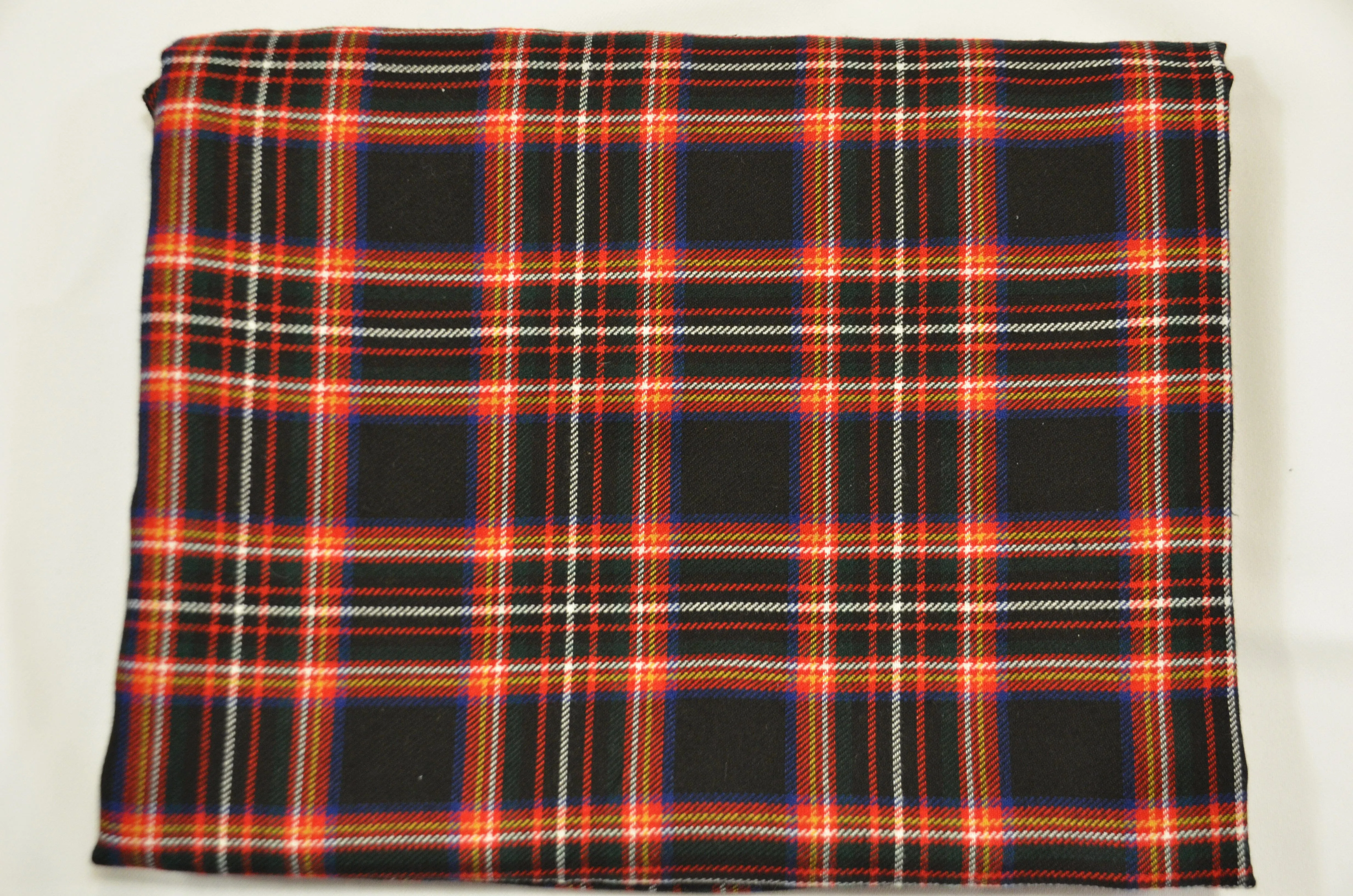 Irish Black Tartan Fabric | Black and Red Plaid Checker | 60" Wide | Poly Rayon Kilt | Decor, Napkins, Scarves, Costumes, Blanket, Face Mask, Kilt |