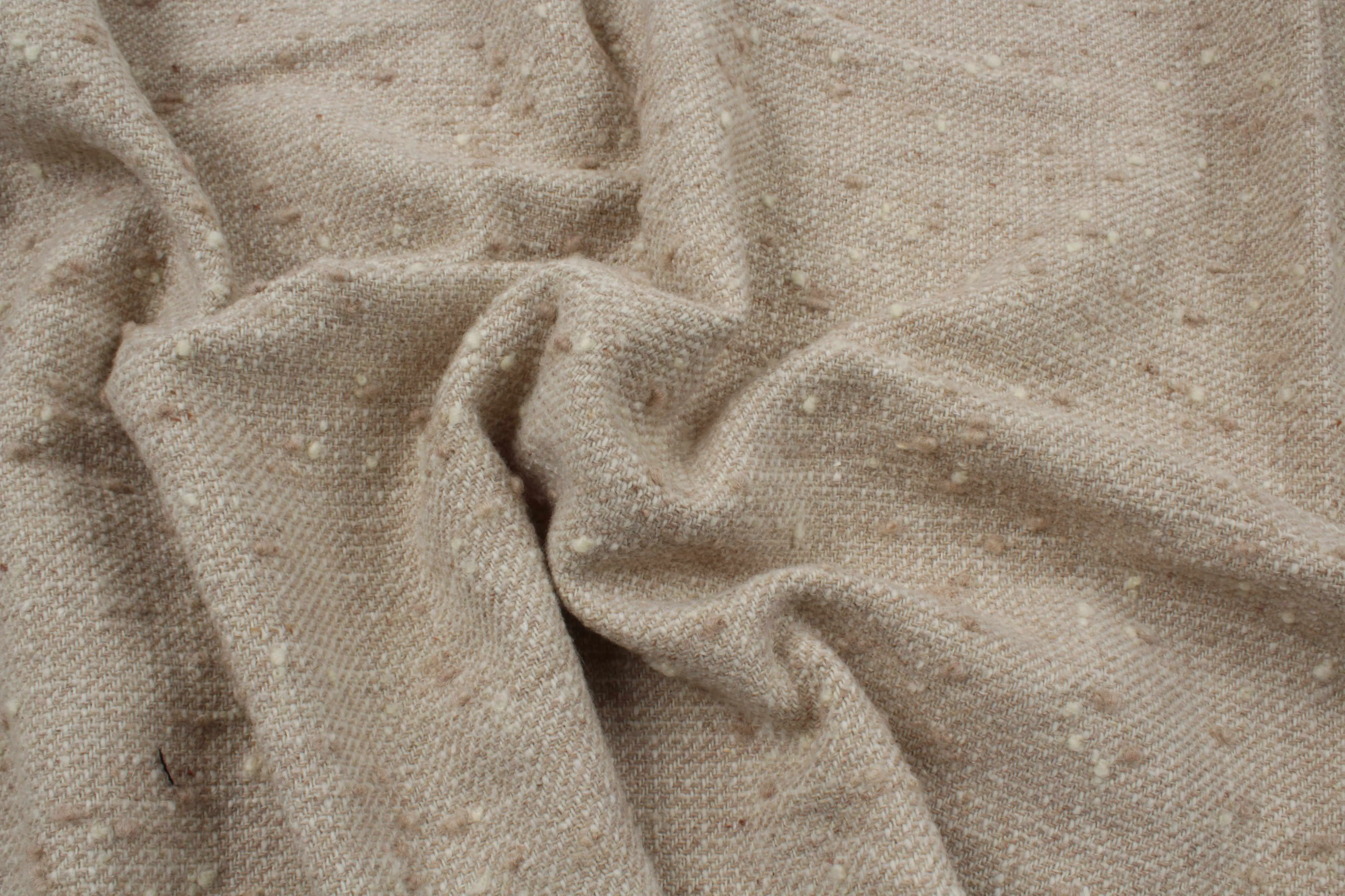 Irregular Neps Wool Fabric for Coats - Beige