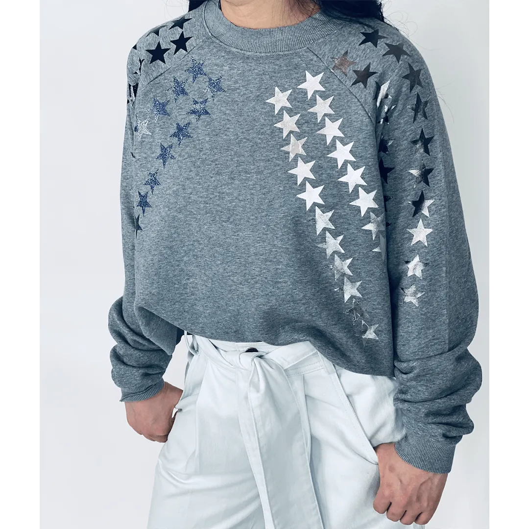 Jack Chic Grey Sweatshirt - Shiny Gunmetal Stars