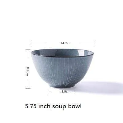 Japanese Style Retro Ceramic Pigmented  Ramen Bowls