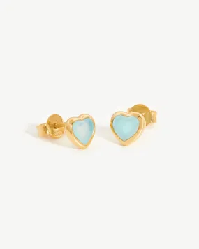 Jelly Heart Gemstone Stud Earrings