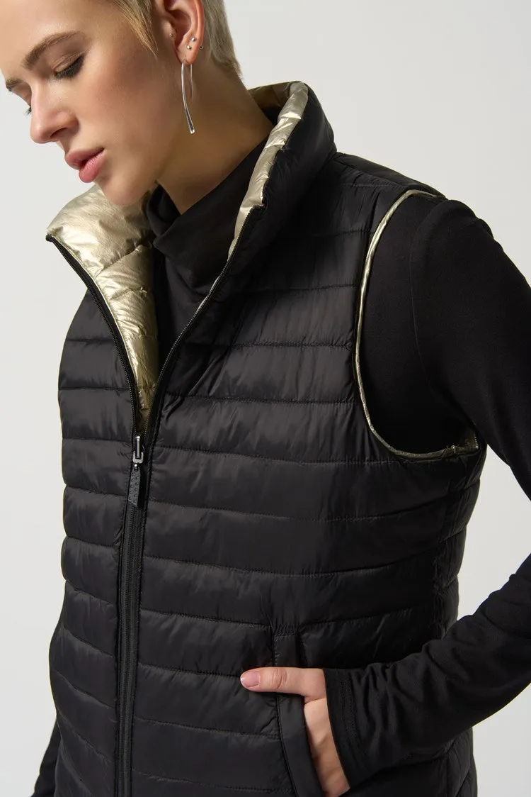 Joseph Ribkoff Reversible Quilted Metallic Puffer Vest