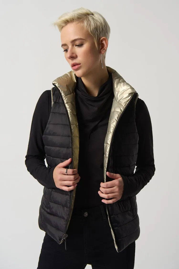 Joseph Ribkoff Reversible Quilted Metallic Puffer Vest