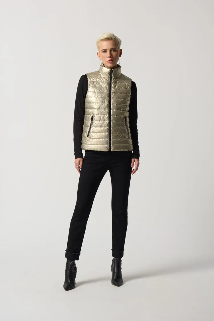 Joseph Ribkoff Reversible Quilted Metallic Puffer Vest