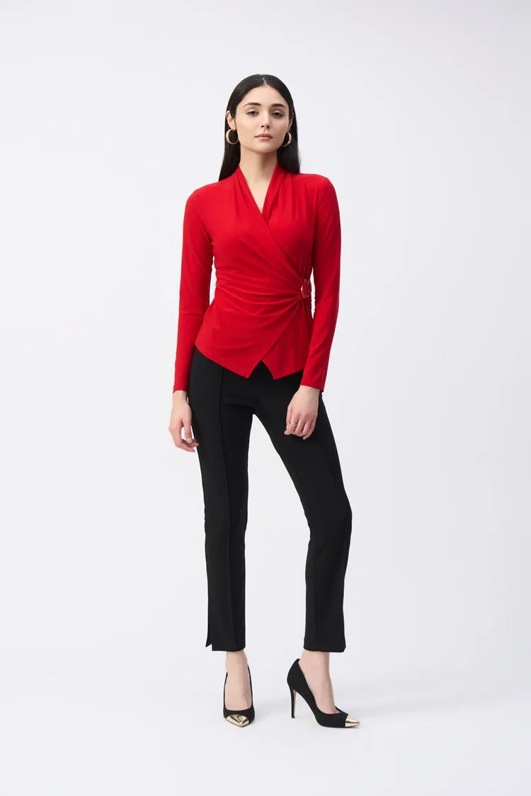 Joseph Ribkoff Silky Knit Fitted Wrap Top